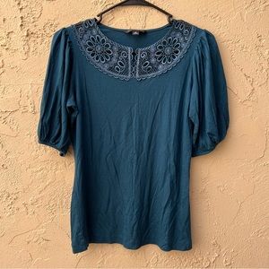 Banana Republic, dark teal, causal blouse, size M.